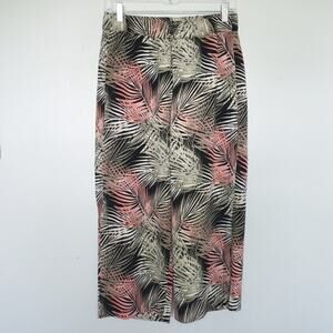White House Black Market Wide Leg Crop Tropical Palm Pants 4